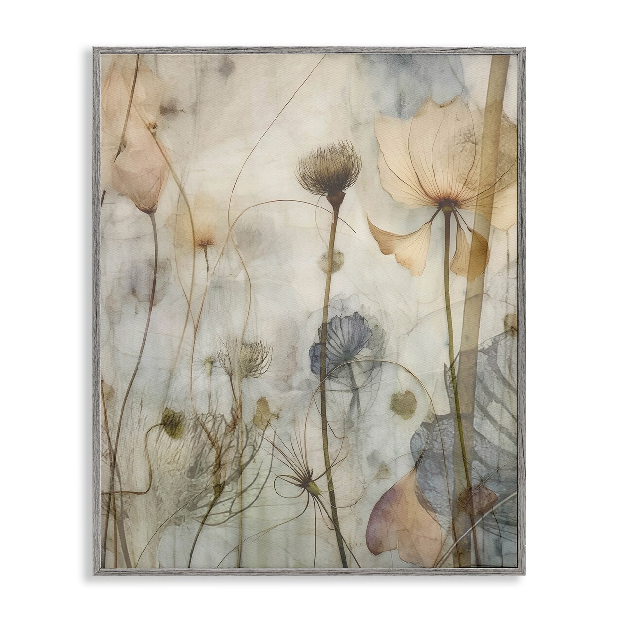 Stupell Industries Subtle Botanicals Pattern Framed Giclee Wall Art Design by Lettered and Lined